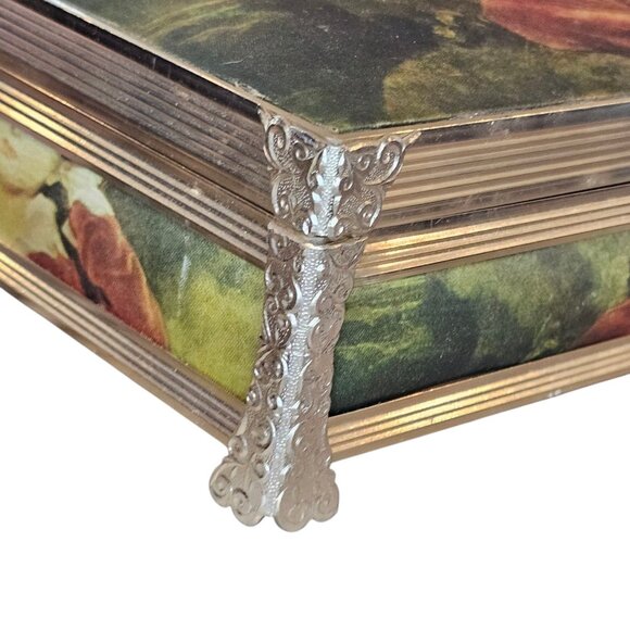 MCM VTG Schmid Bros Musical Jewelry Box Silk Cloth Japan The Red Boy By Lawrence - Picture 4 of 13